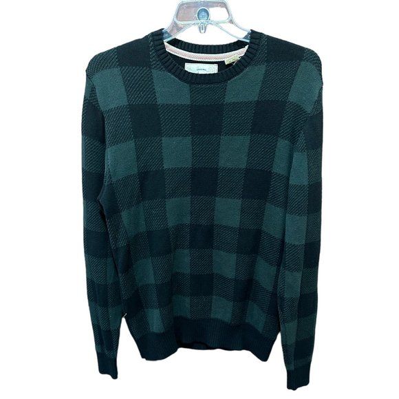 Men's Weatherproof Vintage The Holiday Sweater Green/Blue Plaid‎ 100% Cotton Med - Picture 1 of 5